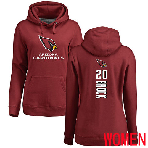 Arizona Cardinals Maroon Women Tramaine Brock Backer NFL Football #20 Pullover Hoodie Sweatshirts->women nfl jersey->Women Jersey